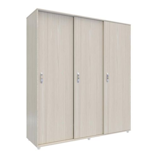 Closet Ropero Maderkit Berlín 180 cm 3 Puertas 4 Cajones Color Niebla Blanco