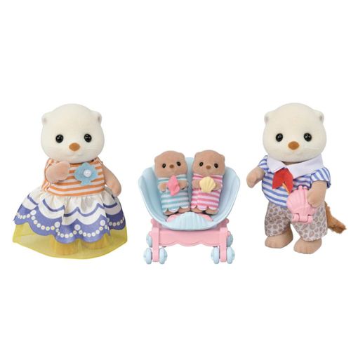 Toy Calico Critters Sea Otter Family con cochecito y bandolera