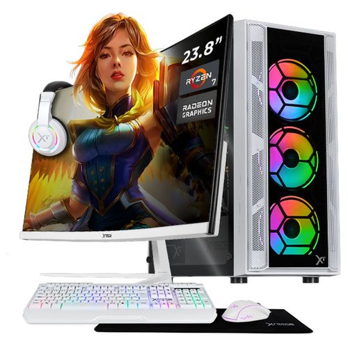Xtreme pc gaming amd renoir ryzen 7 16gb ssd 500gb monitor 23.8 white