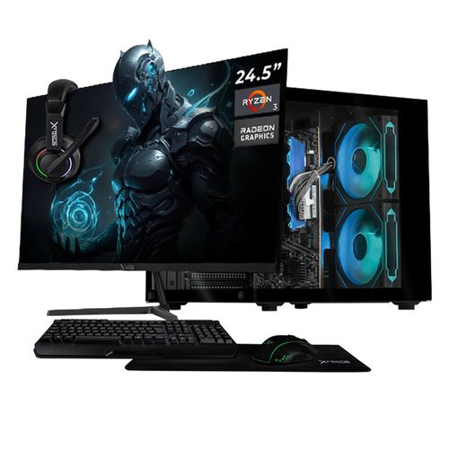 Xtreme pc radeon vega ryzen 3 16gb 500gb monitor 24.5 black