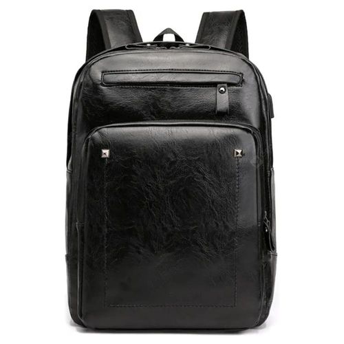 Bluelander Mochila Antirrobo para Laptop Impermeable de Cuero Sintético con Carga USB para Power Bank (no incluida),  Tirantes Acolchados (Negro)