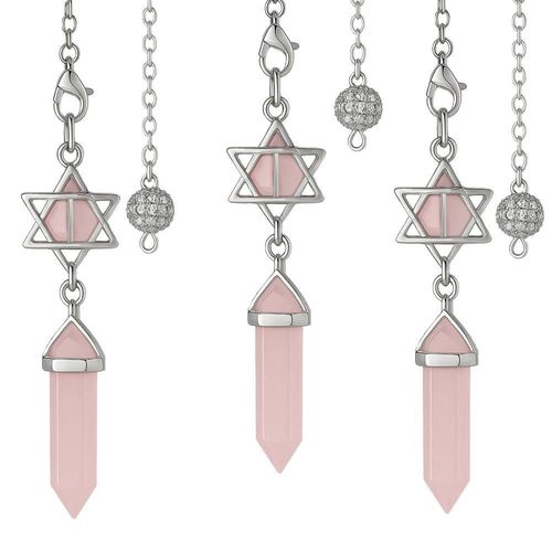 Cuarzo rosa péndulo MXHQR-003 HexoraRoseQuartz Cuarzo para el amor