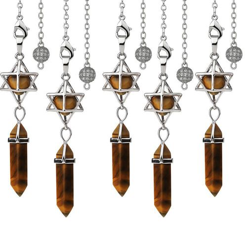 Péndulo para energía vital MXHPQ-005 HexoraTigerEye Cristal para enfoque mental