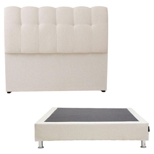 Cabecera Individual Dicasa Nube Beige Claro + Box Dicasa Dolum Czd