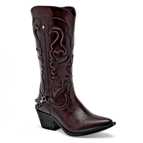 Moramora bota tacón para mujer vino cod 140690-E