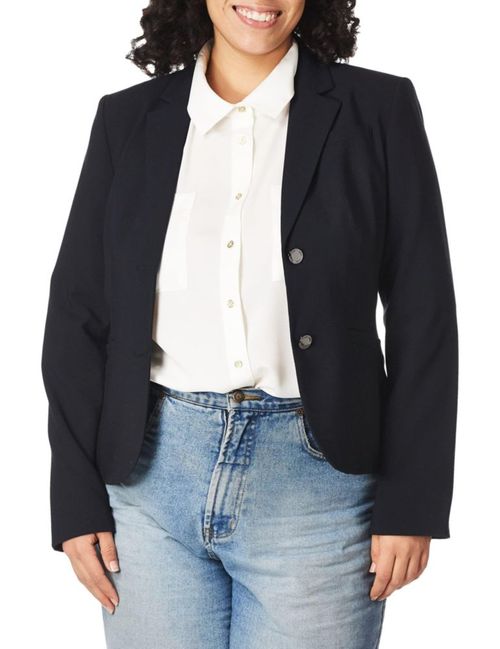 Traje Blazer Calvin Klein Lux con dos botones para mujer color azul marino talla 6