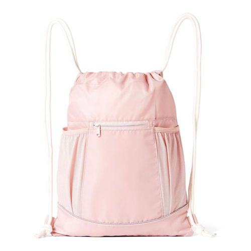 Bolsa de gimnasio Amazon Basics Mochila de fútbol con cordón rosa