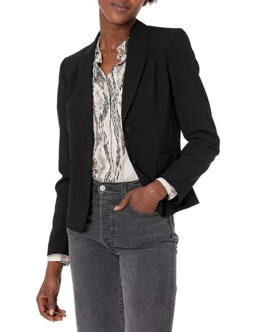 Traje Blazer Calvin Klein Lux con dos botones para mujer color negro talla 16