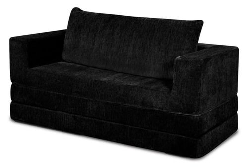 Sofá Cama Chenille 1 Pieza + Cojín Espacio Optimizado Black