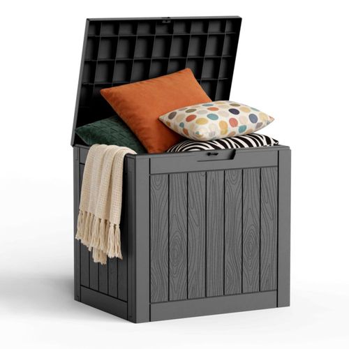 Baúl para terraza exterior MAIUSCOLI 11356 L impermeable con cierre (negro)