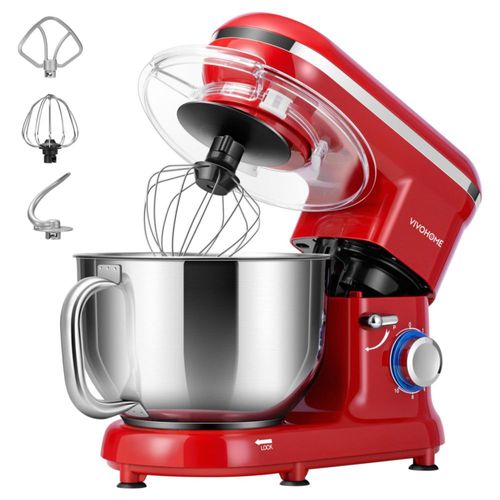 Batidora de pie VIVOHOME 660 W 6 L con batidora y gancho para amasar color rojo