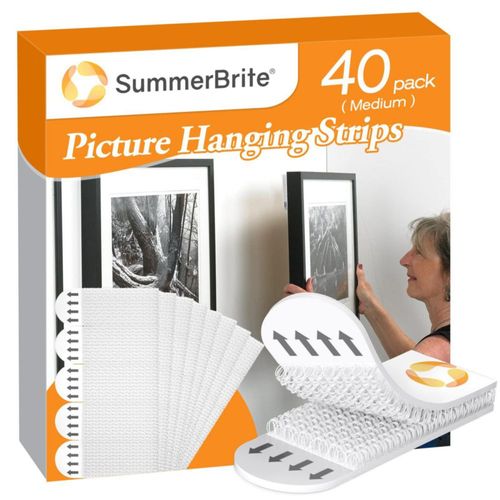 Tiras para colgar cuadros SummerBrite 40 tiras blancas 20 pares