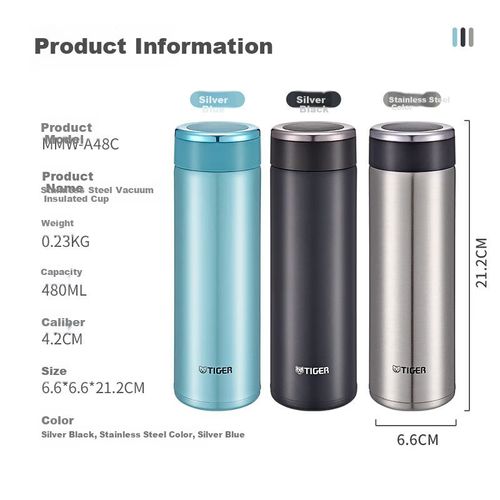 TERMO TIGER MMW-A48C ACERO INOXIDABLE PLATA Y NEGRO 480 ML