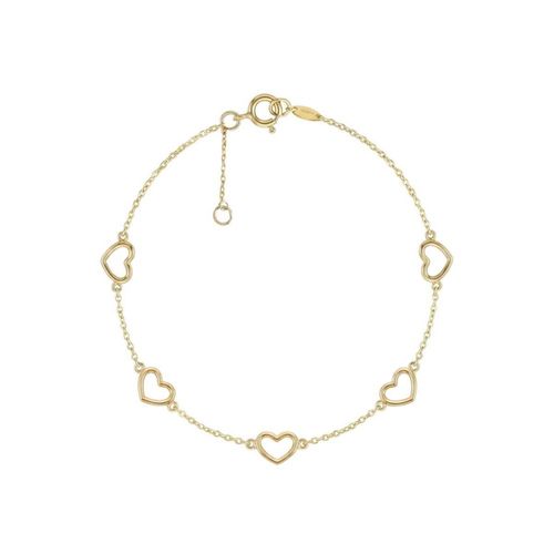Pulso Corazones 1mm 19cm 10K Oro Italiano Abba Joyas