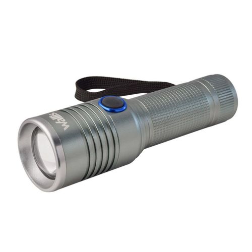Linterna Wallis de luz LED C-H340319, USB recargable con zoom, acero