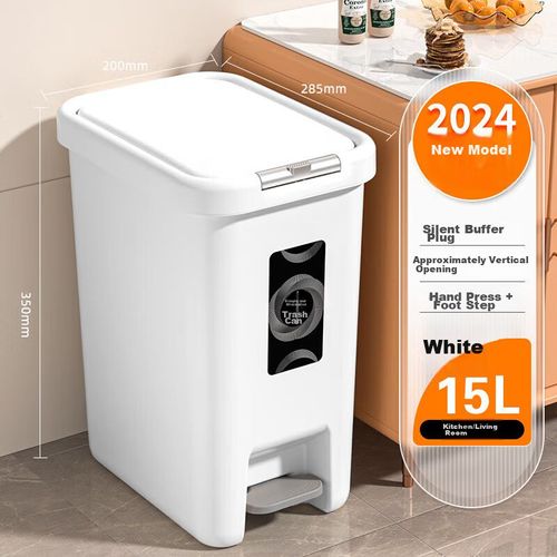 Bote de basura con tapa abatible 15L blanco