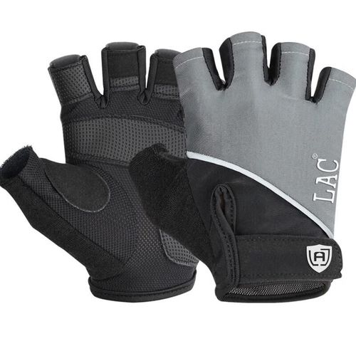 GUANTES FITNESS LAC MEDIO DEDO GRIS PLATEADO L