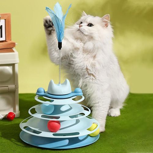 VARITA JUGUETE AUTOMÁTICO LINGCHONGWUYU PARA GATO CON PLATAFORMA GIRATORIA
