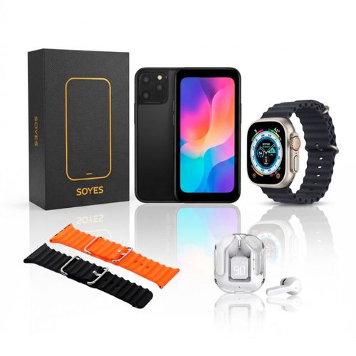 ombo Ultra-Portabilidad: El Smartphone más pequeño del Mercado Soyes XS16 4G + Smartwatch T900 Ultra + SIM Telcel 2.5GB