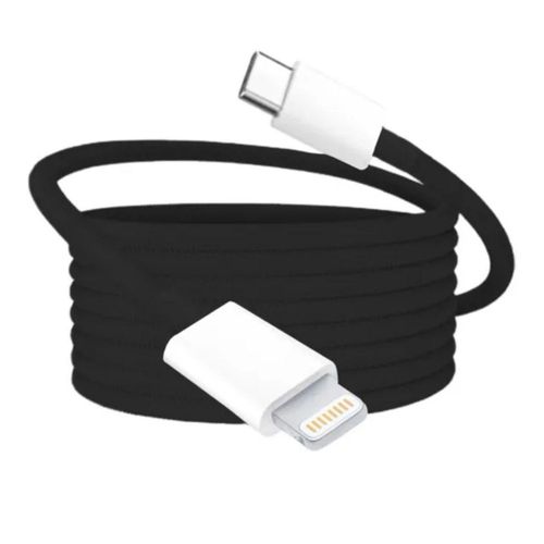 Mr. Gadgets Cable De Carga Rápida Nylon Trenzado Para Iphone, Cable Reforzado Para Transferencia De Datos, Cable Cargador Color Negro