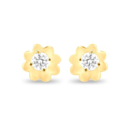 Broqueles De Oro Amarillo 14K Con 10Pts De Diamante
