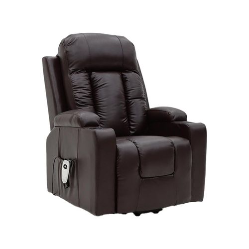 Sillón Reposet Reclinable Eléctrico Napoli Vanlig Elevación Acolchonado Ajuste Hasta 150° Reforzado Control Remoto Portavasos Vinipiel Café Obscuro