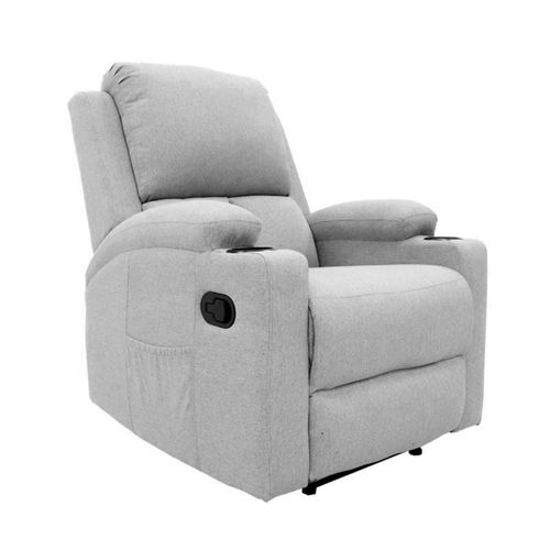 Sillón Reposet Reclinable Manual Toscano Vanlig Acolchado Con Portavasos Y Bolsillos Máximo Confort Poliéster Gris Claro
