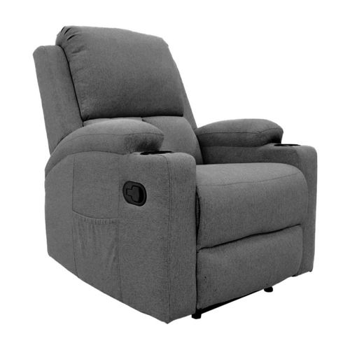 Sillón Reposet Reclinable Manual Toscano Vanlig Acolchado Con Portavasos Y Bolsillos Máximo Confort Poliéster Gris Obscuro