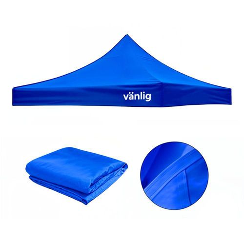 Lona Impermeable 3x3 M Poliéster Oxford 420D Vanlig Protección UV Reforzada Fácil Instalación con Velcro Lona de Repuesto Toldo Carpa Azul