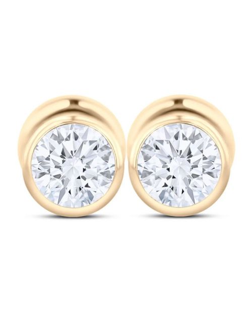 Broqueles De Oro Amarillo 14K Con Zirconias (4 Mm)