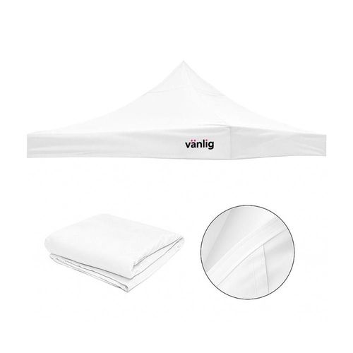 Lona Impermeable 3x3 M Poliéster Oxford 420D Vanlig Protección UV Reforzada Fácil Instalación con Velcro Lona de Repuesto Toldo Carpa Blanco