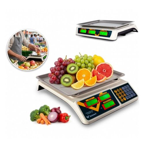 Báscula Digital 40kg Comercial Pantalla LCD Doble Frontal Trasera Recargable Balanza Electronica Funcion Tare