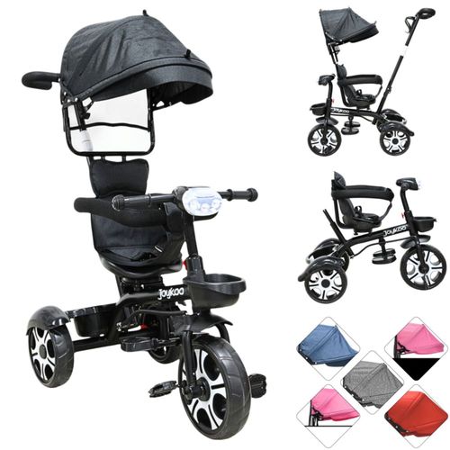 Triciclo para Niños Evolutivo Asiento Giratorio 360 Luz Sonido - Negro