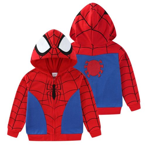 Sudadera con capucha Marvel Spider-Man para niños pequeños forro polar con cremallera color rojo Talla 5