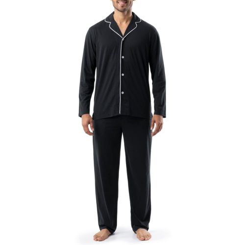 Conjunto de pijama IZOD de punto de gamuza para hombre color negro  Talla S