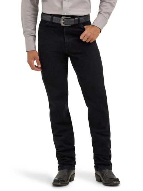 Vaqueros Wrangler corte vaquero corte ajustado para hombre color negro oscuro 34W x 30L