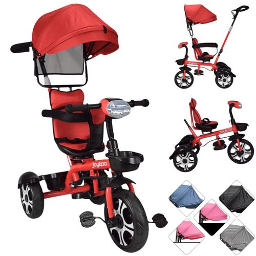 Triciclo para Niños Evolutivo Asiento Giratorio 360 Luz Sonido - Rojo