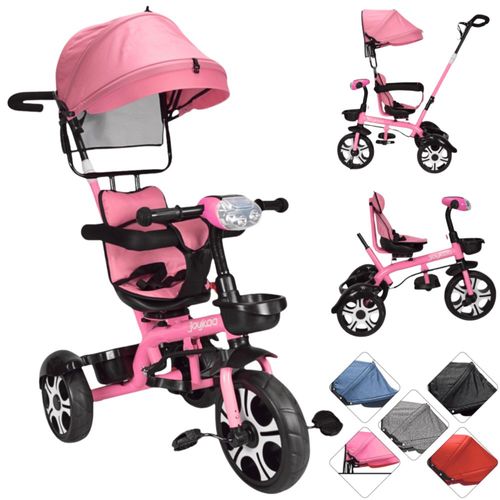 Triciclo para Niños Evolutivo Asiento Giratorio 360 Luz Sonido - Rosa