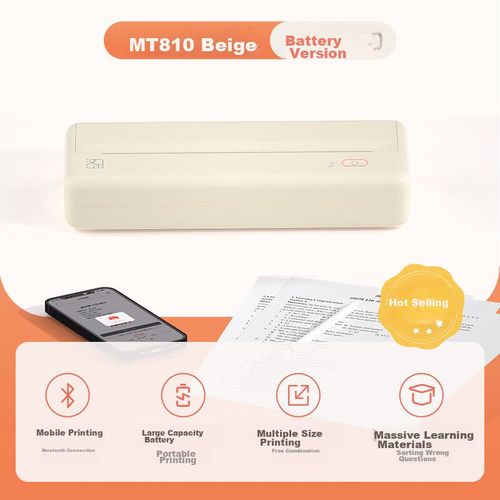 Impresora térmica portátil HPRT MT810 inalámbrica Bluetooth blanca A4