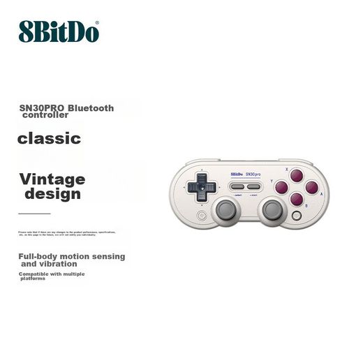 Control 8BitDo SN30 Pro Bluetooth inalámbrico efecto Hall Gris claro