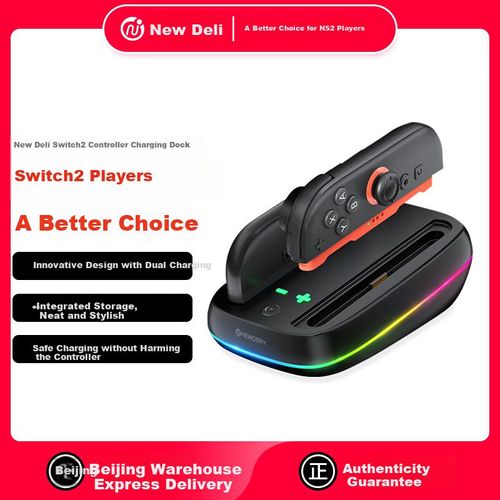 Estación de carga NEWDERY N4S01 para 2 controles Nintendo Switch negra mística