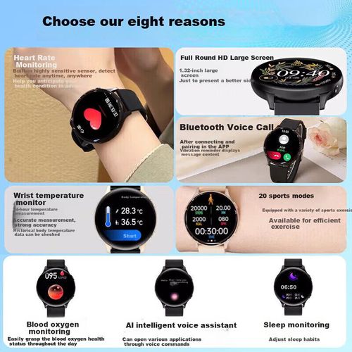 Reloj Inteligente ABORNI 46mm Bluetooth Oxígeno Rosa Oro Rosa