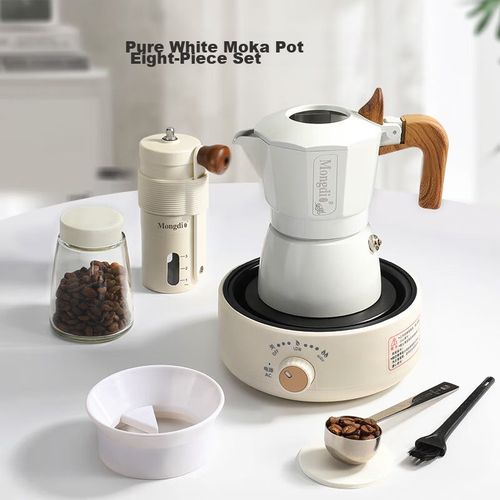 Juego para Café Mongdio 8 Piezas Cafetera Moka Molino Hornilla Filtros