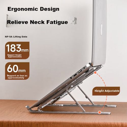 Soporte para laptop NVV NP-5A plegable portátil aluminio gris plateado negro