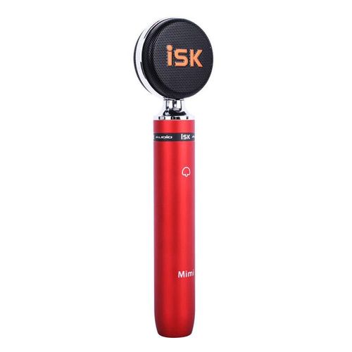 micrófono ISK MIMI condensador 5V supercardioide rojo interfaz audio streaming