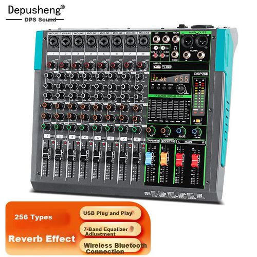mezcladora Depusheng PA-8 8 canales 256 efectos USB Bluetooth