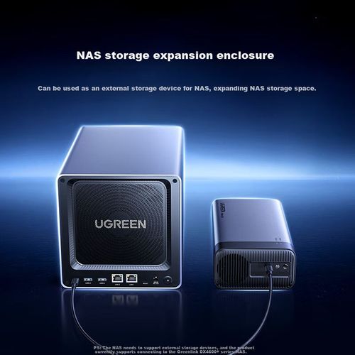 Gabinete UGREEN multi-bahías HDD SSD SATA 2.5 3.5 con ventilador temperatura