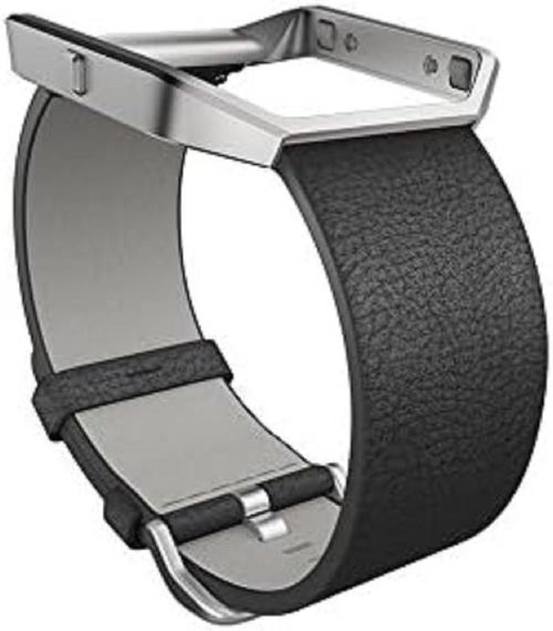 Correa accesoria de piel negra para Fitbit Blaze talla S