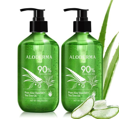Gel Aloderma aloe vera y aceite de árbol de té 300 ml para piel y cabello