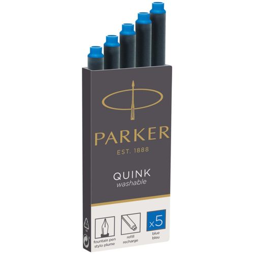 Recambio para pluma estilográfica Parker Quink tinta azul lavable caja de 5